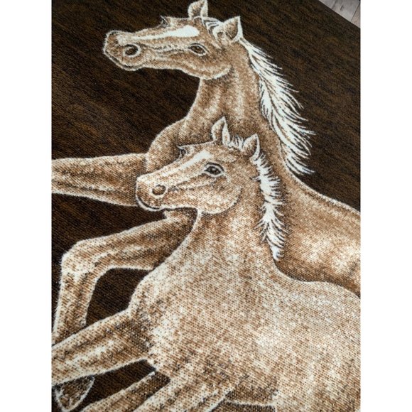 Vintage Biederlack Blanket Mare and Foal FLAWS Tag Removed 60x 78" Reversible Br - Picture 5 of 9
